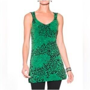 WHBM Women's Green Black Leopard Print Tank Top Size S‎ NWT